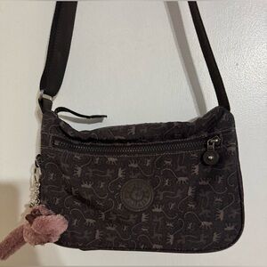 Kipling Brown Monkey Mania Callie Crossbody Bag with Monkey Charm